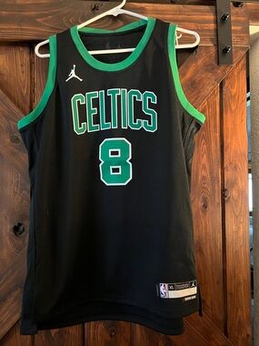Jordan Black and Green Celtics #8 Porzingis Basketball Jersey